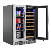 24 in. Dual Zone, Full Glass Door, 21-Bottle/60-Can Wine and Beverage Cooler, Freestanding or Built-in Unit, 4 cu ft. KM-CWB1830-SS.